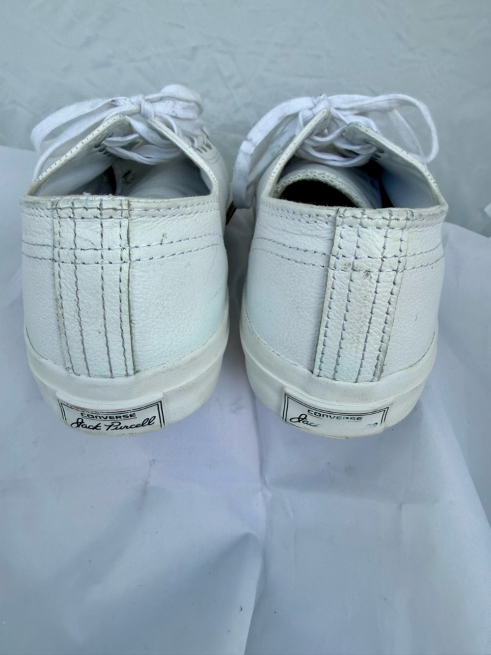 Converse Jack Purcell White Low-Top Canvas Sneakers - Classic Lace-Up - Picture 4 of 6
